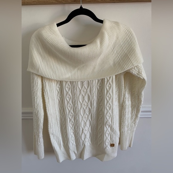 Tommy Hilfiger Cable Sweater preppy off the shoulder Cream - Picture 2 of 4